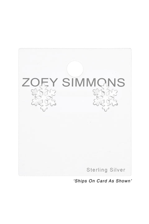 Sterling Silver Laser Cut Snowflake Ear Studs - SS