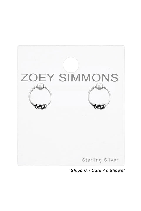 Sterling Silver Bali Hoop Ear Studs - SS