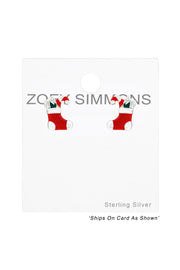 Children's Sterling Silver Socks Ear Studs With Epoxy - SS