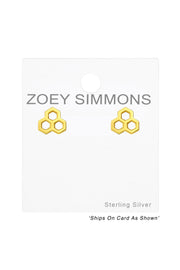 Sterling Silver Honeycomb Ear Studs - VM