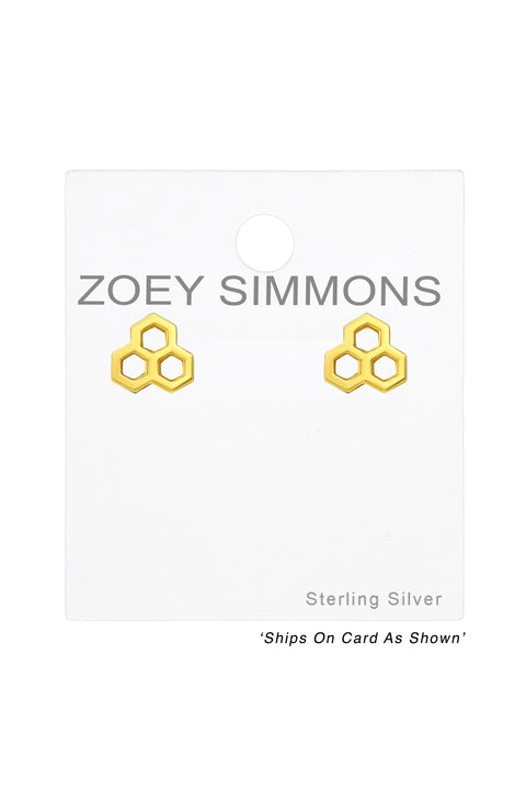 Sterling Silver Honeycomb Ear Studs - VM