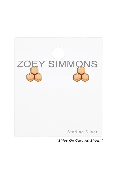 Sterling Silver Honeycomb Ear Studs - RG