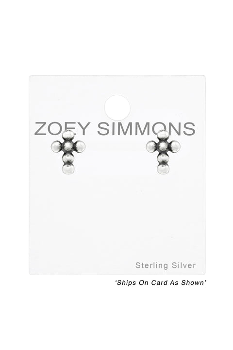 Sterling Silver Cross Ear Studs - SS