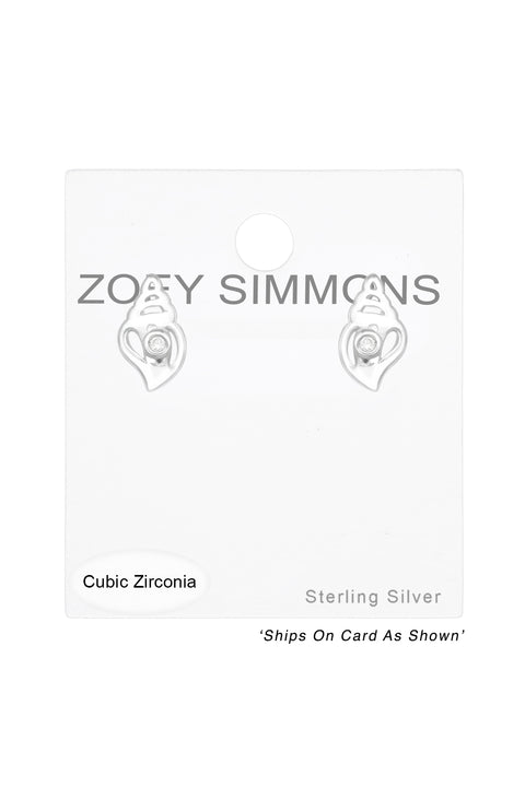 Premium Children's Sterling Silver Conch Ear Studs & CZ - SS