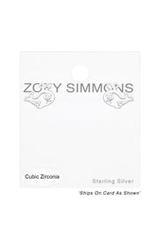 Premium Children's Sterling Silver Whale Ear Studs & CZ - SS