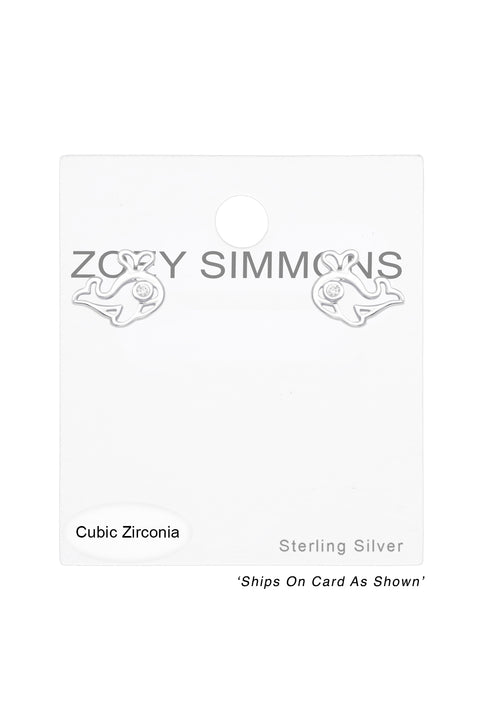 Premium Children's Sterling Silver Whale Ear Studs & CZ - SS