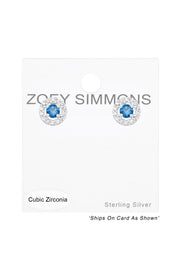 Sterling Silver Round Ear Studs With Cubic Zirconia - SS