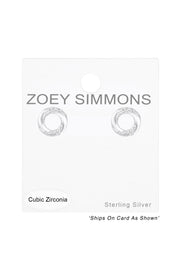 Sterling Silver Twist Ear Studs With Cubic Zirconia - SS