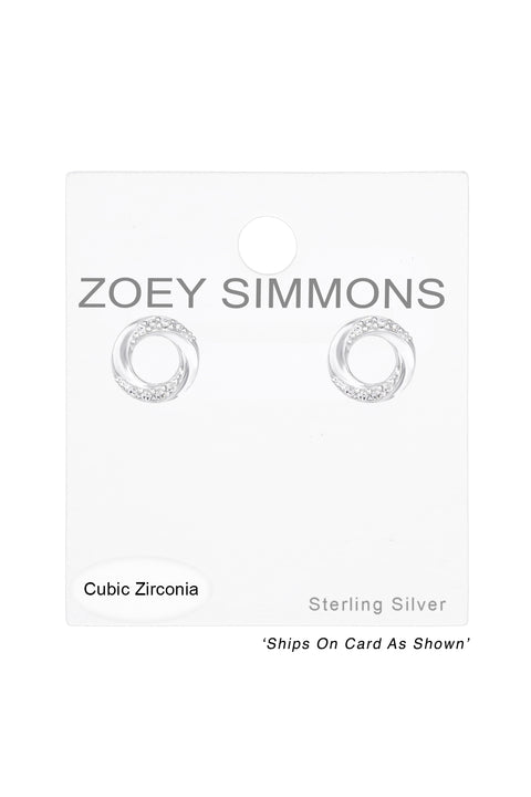 Sterling Silver Twist Ear Studs With Cubic Zirconia - SS