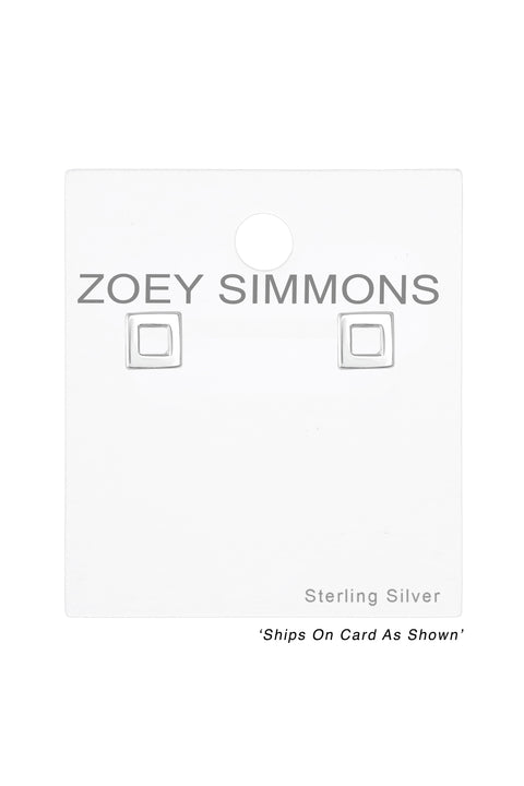 Sterling Silver Cube Ear Studs - SS