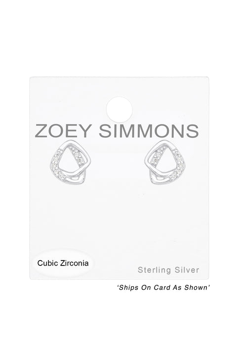 Children's Sterling Silver Geometric Ear Studs With CZ - SS