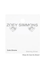 Sterling Silver Heart Ear Studs With Cubic Zirconia - SS