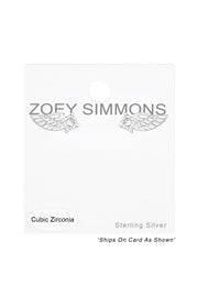 Premium Children's Sterling Silver Wing Ear Studs & CZ - SS