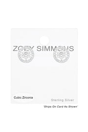 Sterling Silver Geometric Ear Studs With Cubic Zirconia - SS