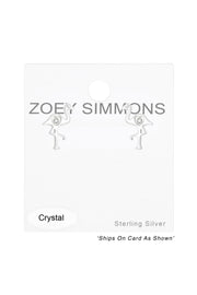 Sterling Silver Flamingo Ear Studs With Crystal - SS