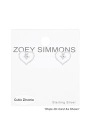 Sterling Silver Heart Ear Studs With Cubic Zirconia - SS