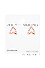 Sterling Silver Heart Ear Studs With Cubic Zirconia - RG