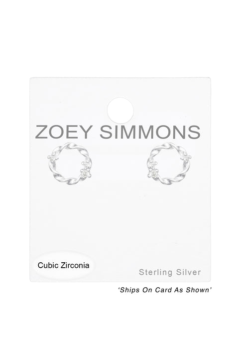 Children's Sterling Silver Circle Ear Studs & CZ - SS