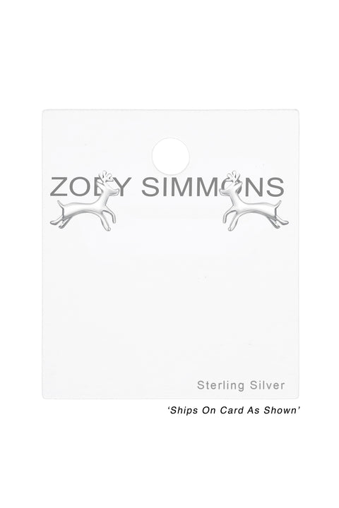 Sterling Silver Reindeer Ear Studs - SS