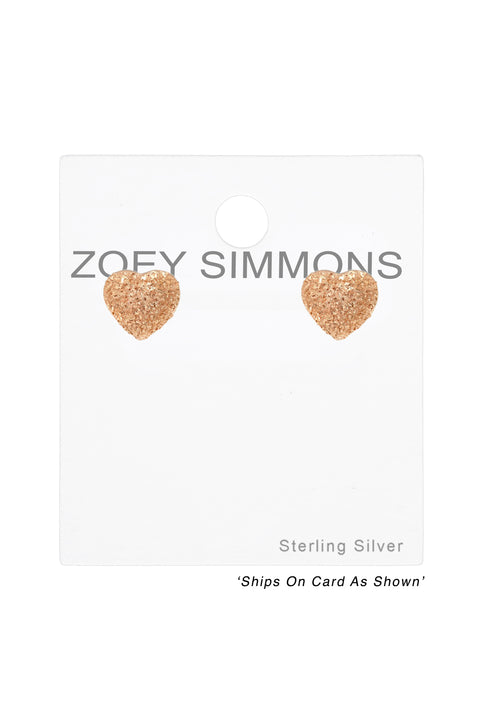 Sterling Silver Heart Ear Studs - RG