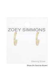 Sterling Silver Half Hoop Ear Studs With Acrylic - SS