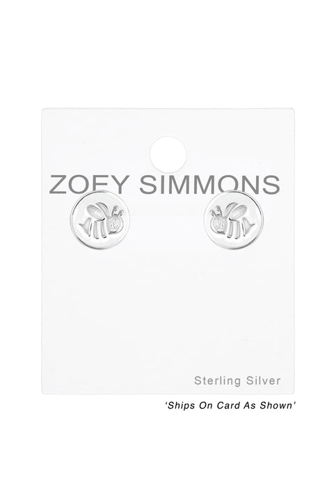 Sterling Silver Bee Ear Studs - SS