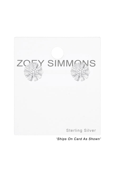 Sterling Silver Flower Ear Studs - SS