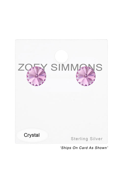Sterling Silver Geometric Ear Studs With Crystals - SS