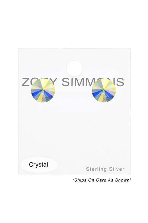 Sterling Silver Geometric Ear Studs With Crystals - SS