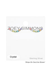 Sterling Silver Curve Ear Studs With Crystal - SS