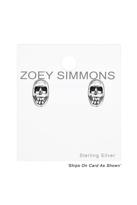 Sterling Silver Skull Ear Studs - SS