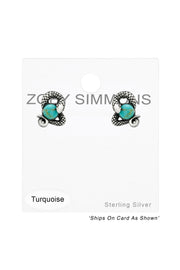 Sterling Silver Snake Ear Studs With Imitation Stone - SS