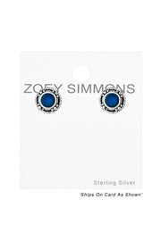 Sterling Silver Oxidized Ear Studs & Mood Color Epoxy - SS