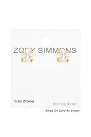 Sterling Silver Round 3mm Ear Studs With Cubic Zirconia - VM