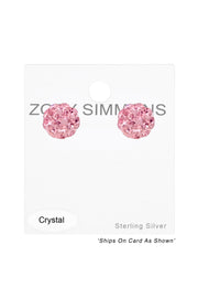 Sterling Silver Ball Ear Studs With Crystal - SS