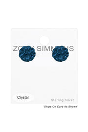 Sterling Silver Ball Ear Studs With Crystal - SS