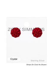 Sterling Silver Ball Ear Studs With Crystal - SS