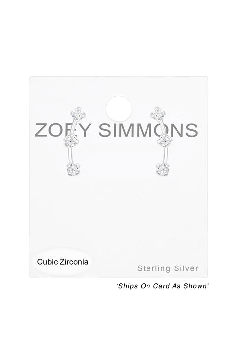 Sterling Silver Snowflake Ear Studs With Cubic Zirconia - SS
