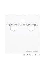 Sterling Silver Hexagon Ear Studs - SS