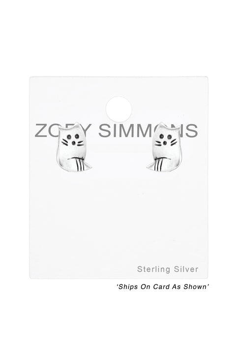 Sterling Silver Raccoon Ear Studs - SS