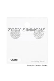 Sterling Silver Round Ear Studs With Genuine Crystals - SS