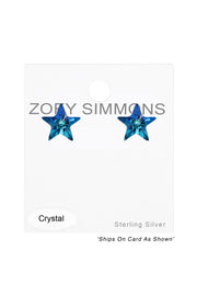 Sterling Silver Star Ear Studs With Genuine Crystals - SS