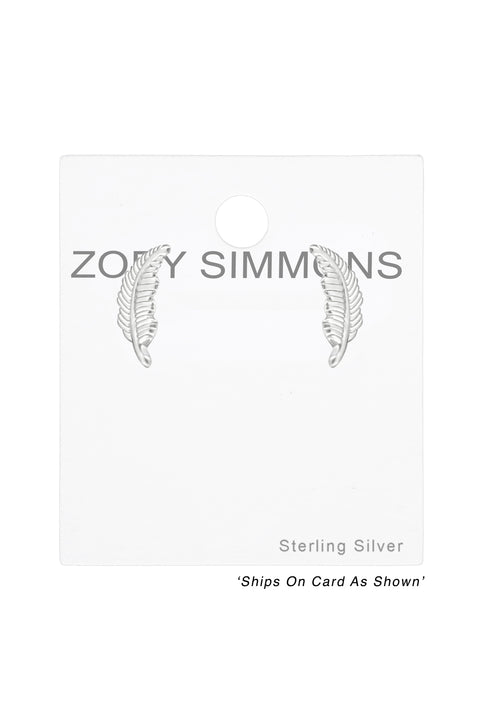 Sterling Silver Feather Ear Studs - SS