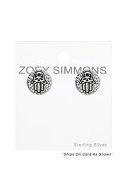Sterling Silver Hamsa Ear Studs - SS