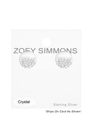 Sterling Silver Round Ear Studs With Crystal - SS