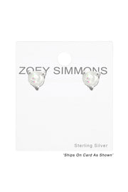 Sterling Silver Round 2mm Ear Studs With Synthetic Opal - SS