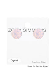 Sterling Silver Round Ear Studs With Genuine Crystals - SS