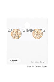 Sterling Silver Round Ear Studs With Genuine Crystals - SS