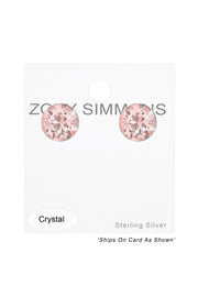 Sterling Silver Round Ear Studs With Genuine Crystals - SS