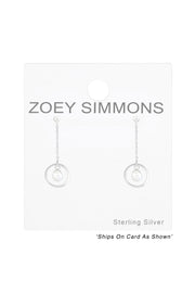 Sterling Silver Ball Ear Studs With Hanging Chain Pearl - SS